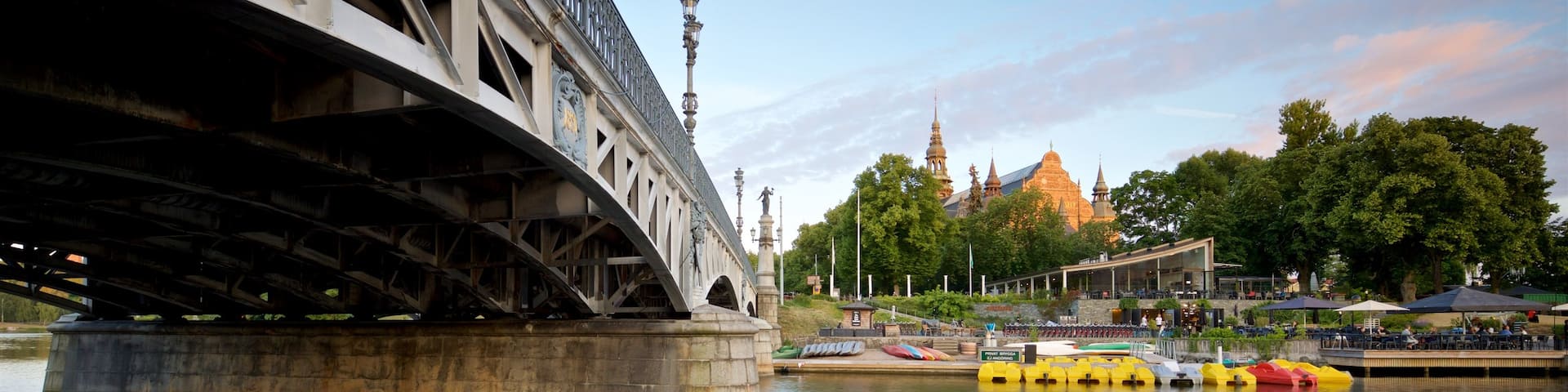 Ostermalm showing a river or creek and a bridge