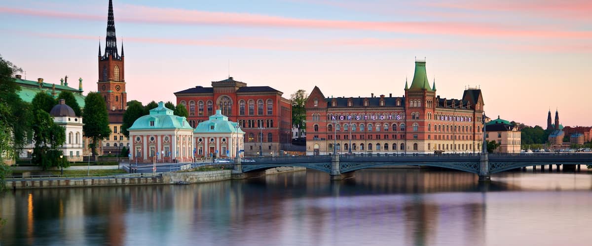 Gamla Stan featuring landscape views, a bridge and a river or creek