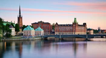 Gamla Stan featuring landscape views, a bridge and a river or creek