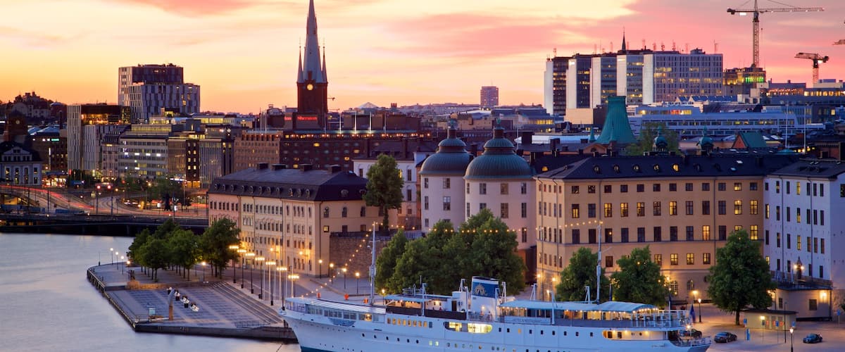 Monteliusvagen featuring landscape views, a sunset and a city