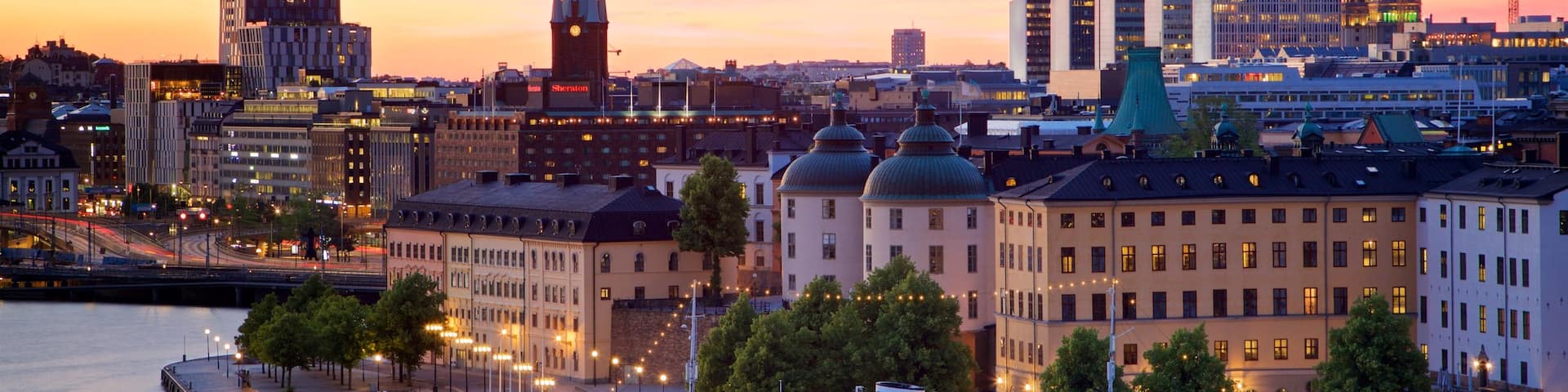 Monteliusvagen featuring landscape views, a sunset and a city