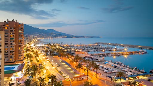 Fuengirola showing landscape views, a coastal town and night scenes