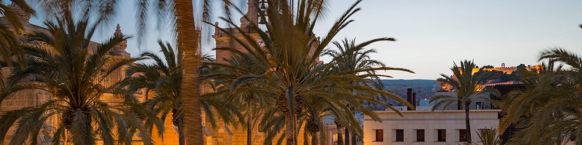 Almeria which includes night scenes and a square or plaza