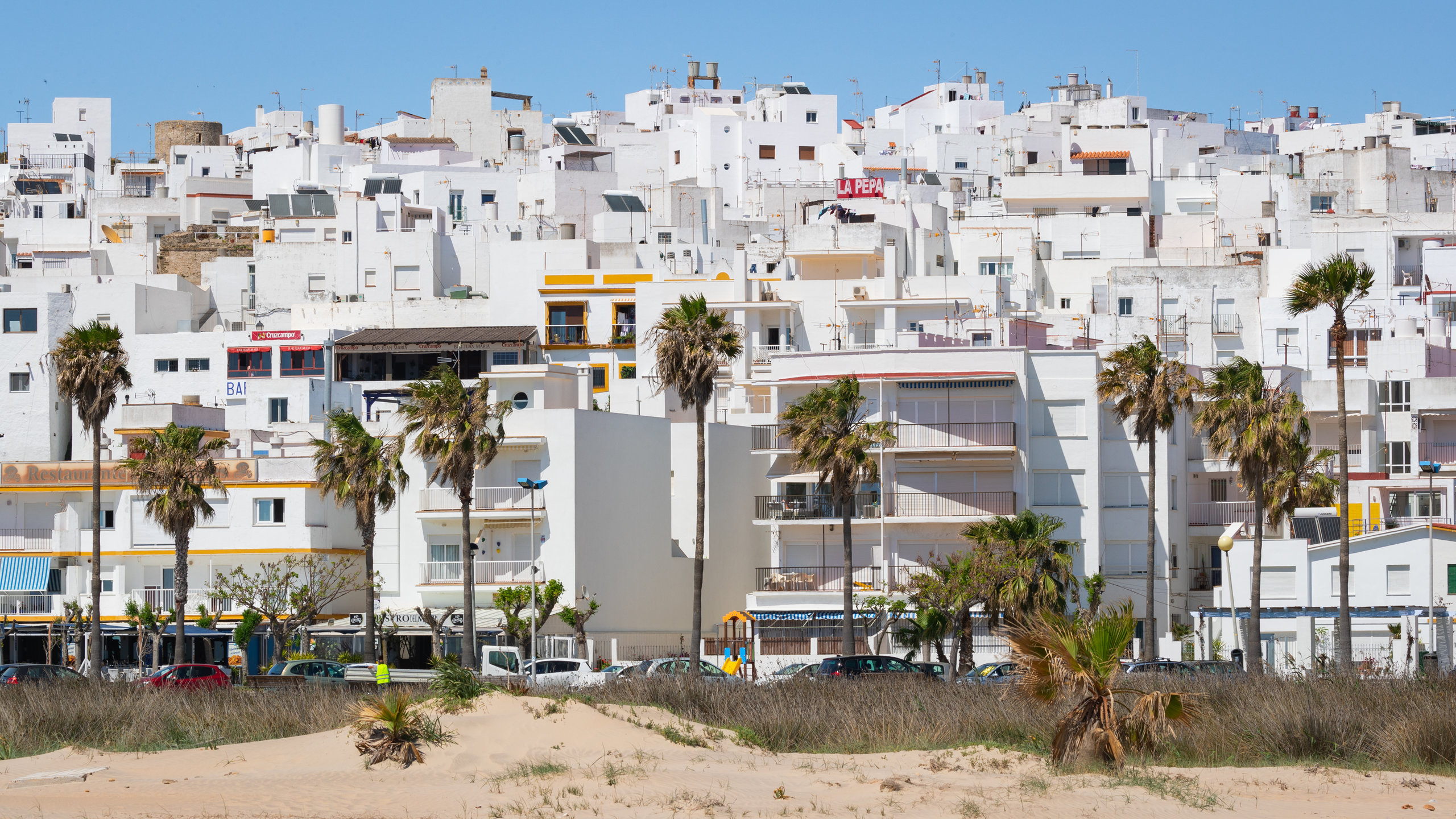 Beach and White Town, Conil De La Frontera. Editorial Image