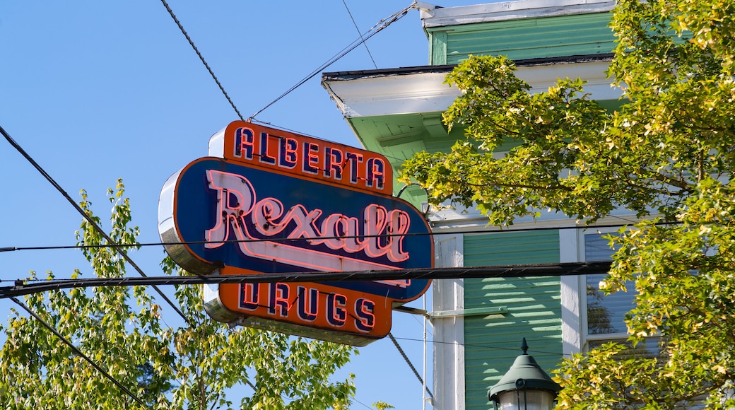 Alberta Street which includes signage