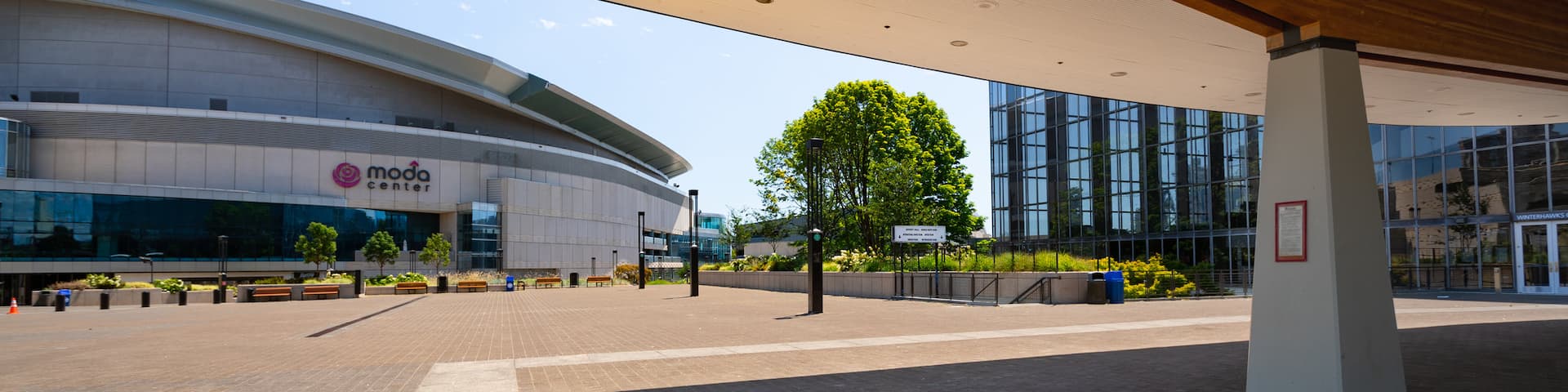 Veterans Memorial Coliseum featuring modern architecture and a square or plaza