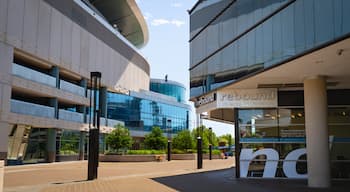 Moda Center which includes signage