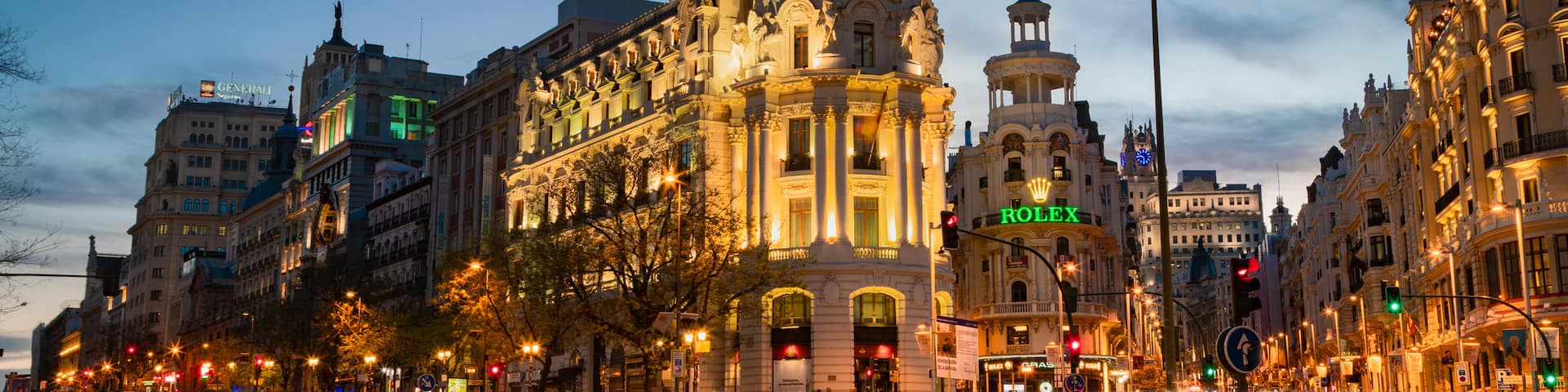 Madrid featuring night scenes, heritage architecture and a city