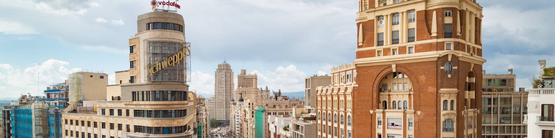 Madrid which includes a city, signage and landscape views