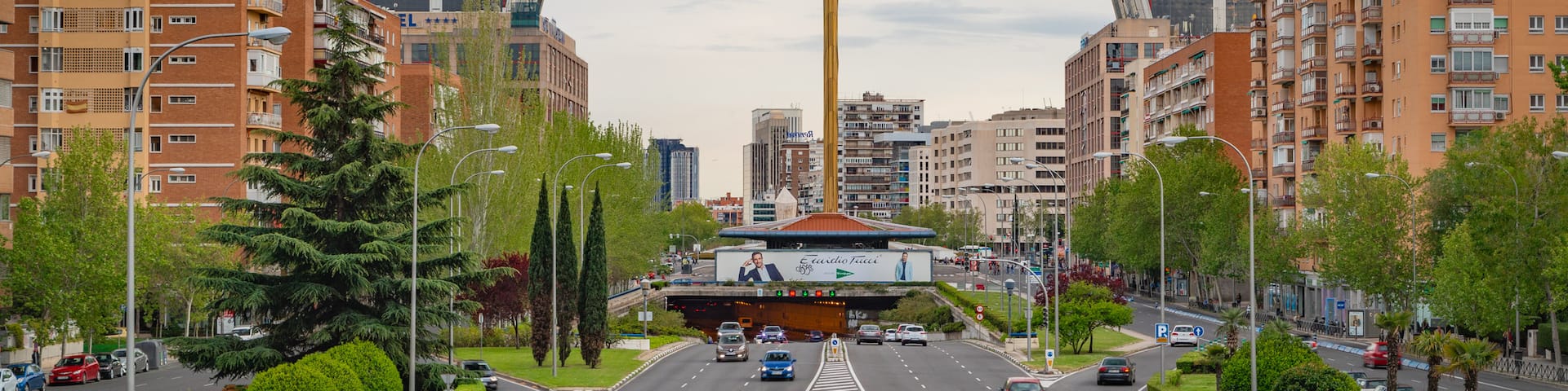 Plaza de Castilla featuring a city and a skyscraper