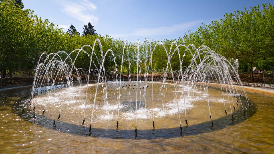 Madrid Rio featuring a fountain