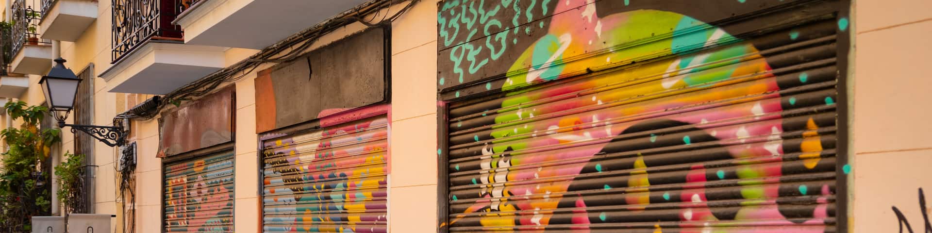 Barrio de las Letras showing outdoor art