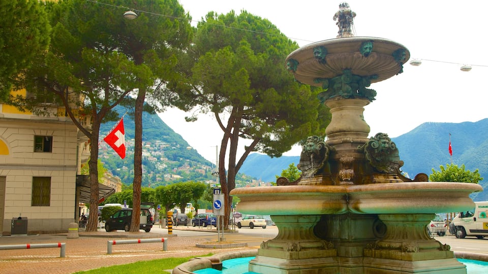 Lugano featuring a fountain
