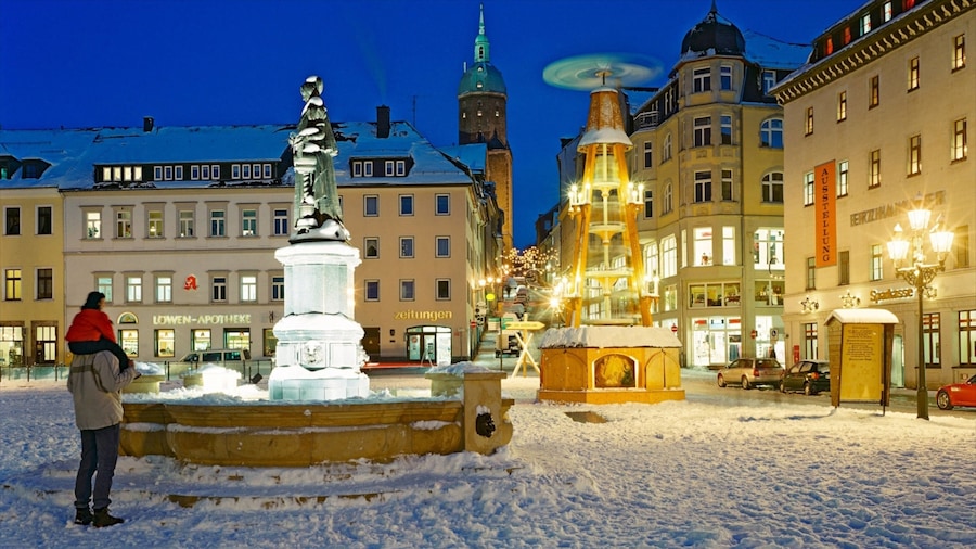 Annaberg-Buchholz featuring snow, a monument and a statue or sculpture