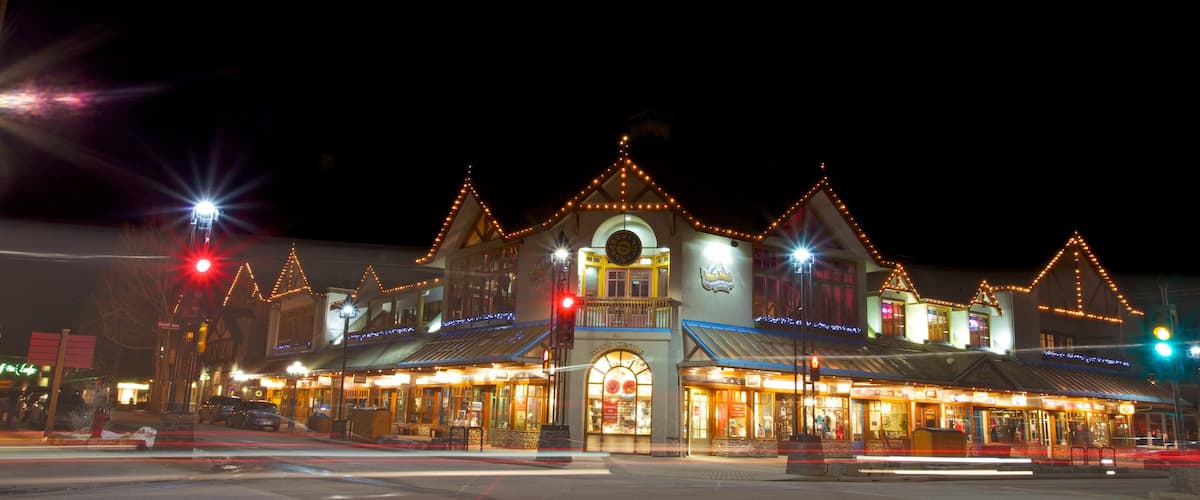 Banff featuring street scenes and night scenes