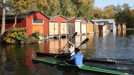 Neubrandenburg featuring kayaking or canoeing, a coastal town and a lake or waterhole