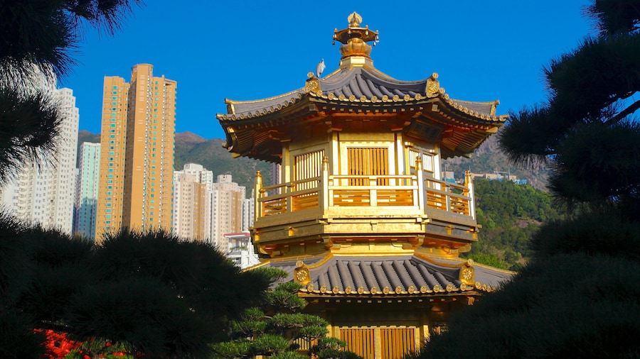 Nan Lian Garden mostrando città, parco e tempio o luogo di culto