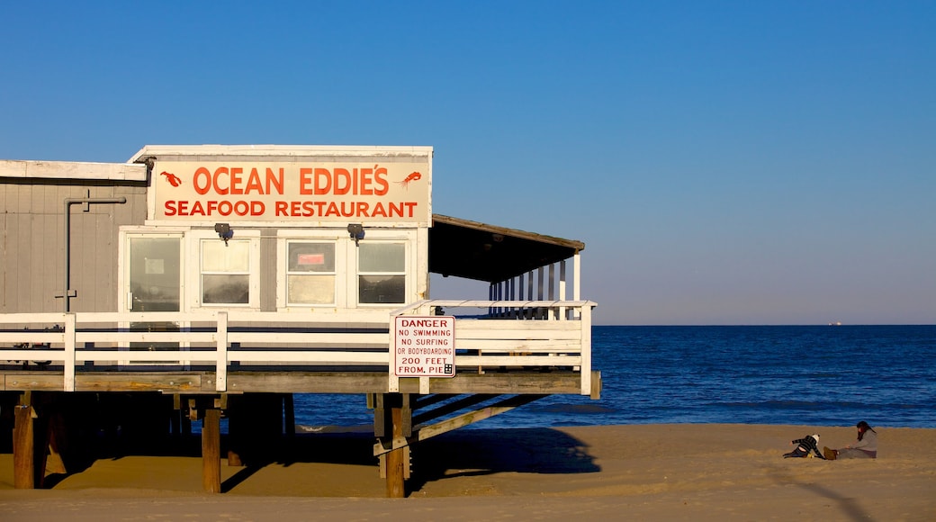 Virginia Beach mostrando sinalização e uma praia de areia