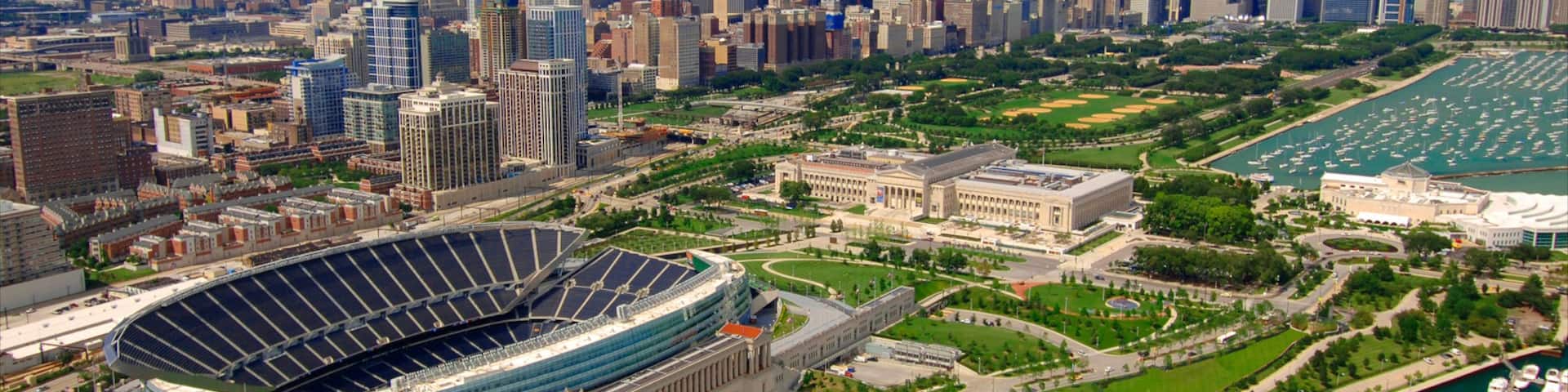 Soldier Field featuring a skyscraper, modern architecture and a city