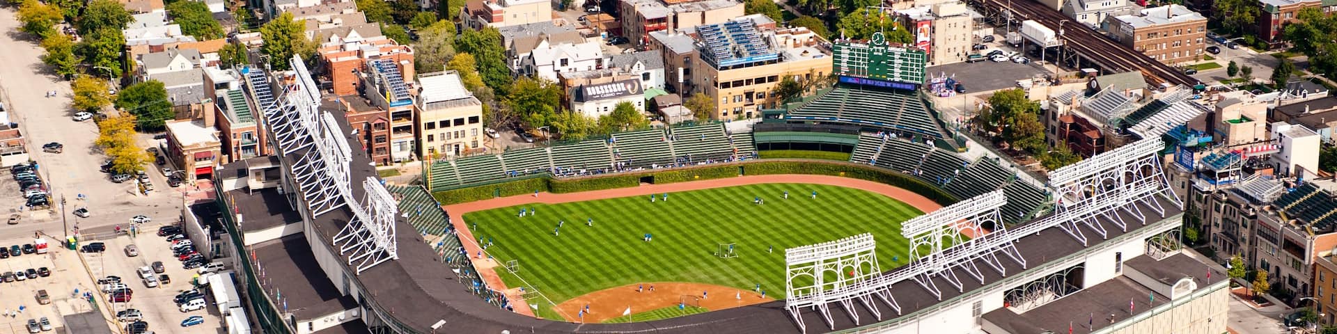 Wrigley Field featuring cbd, a sporting event and a city