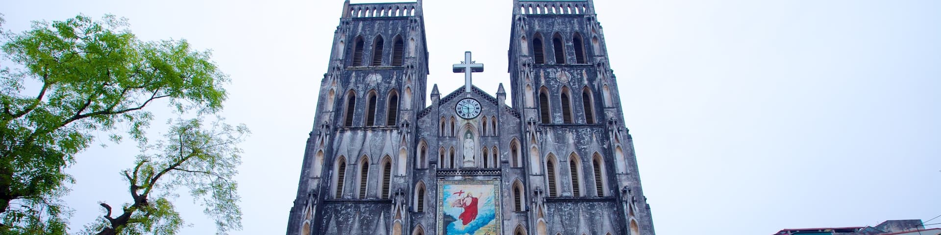 St. Joseph Cathedral which includes religious elements, a church or cathedral and a city