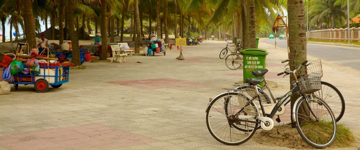 Cua Dai Beach showing tropical scenes and street scenes