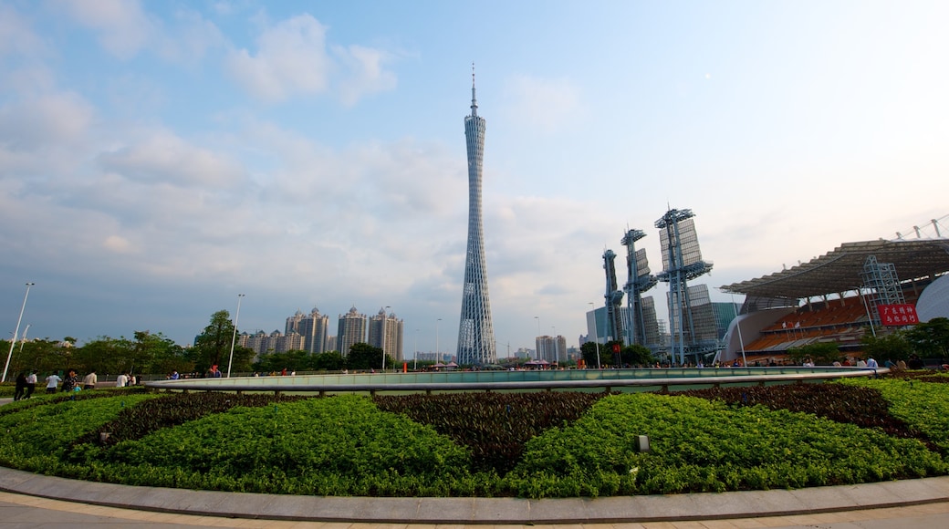 Canton Tower showing a city, landscape views and a skyscraper