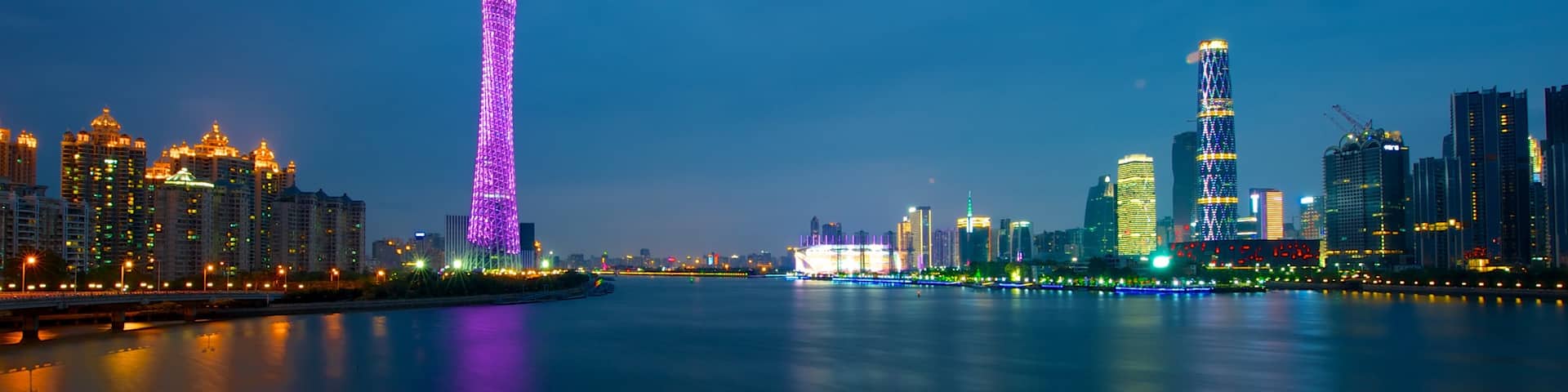 Canton Tower which includes a city, night scenes and cbd