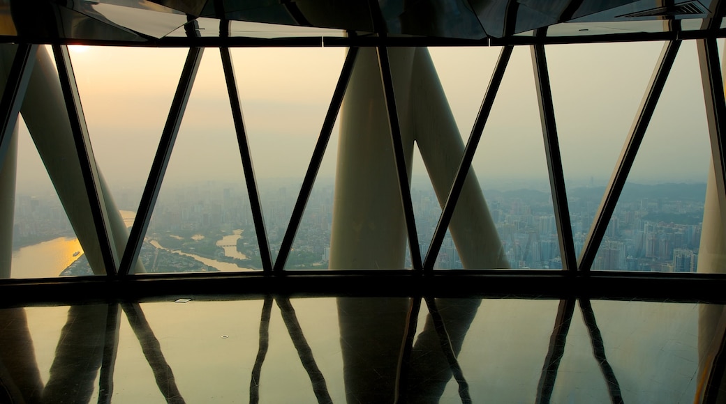 Canton Tower showing a skyscraper, interior views and modern architecture