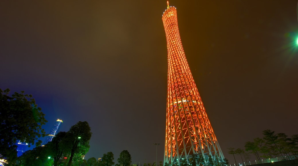 Canton Tower which includes a city, modern architecture and a high rise building