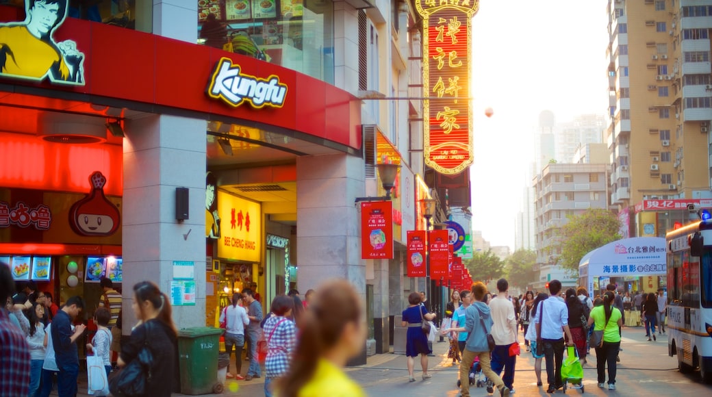 Beijing Road Pedestrian Street showing street scenes, a city and signage