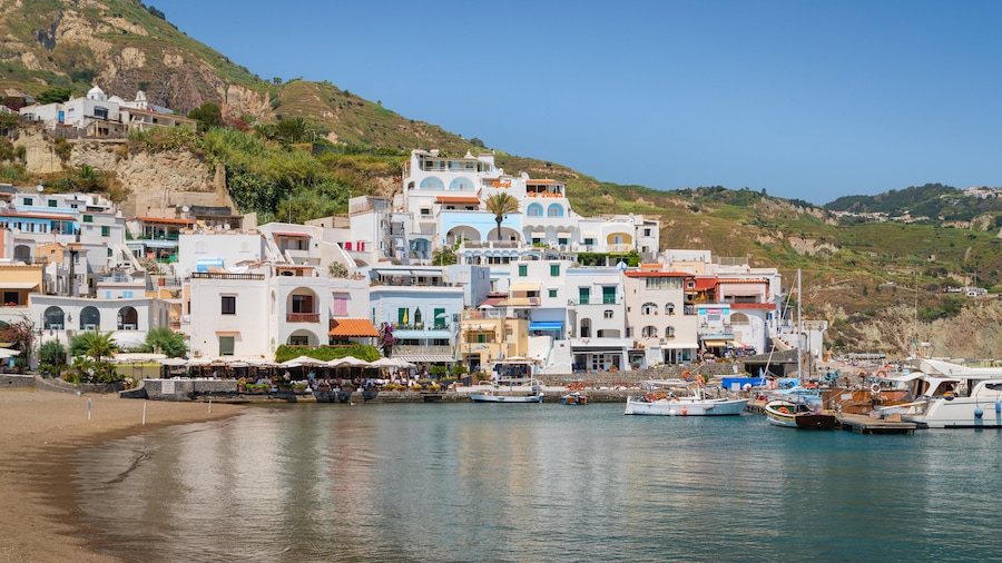 Serrara Fontana which includes a beach, general coastal views and a coastal town