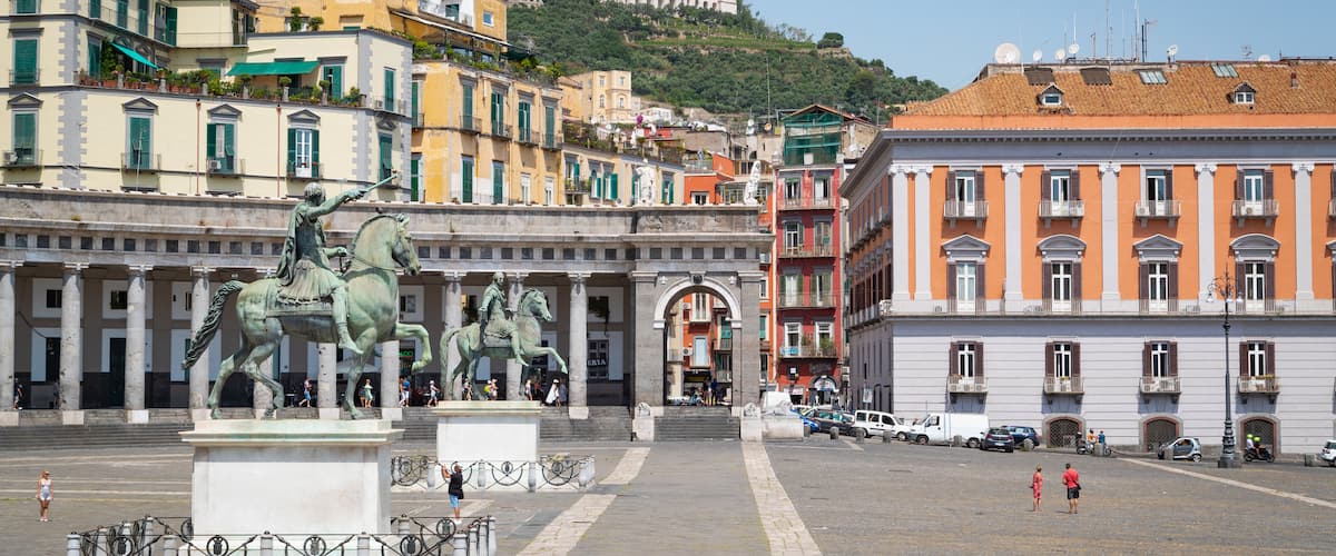 Castel Sant\'Elmo showing a statue or sculpture and a square or plaza
