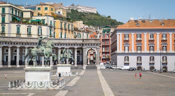 Castel Sant\'Elmo showing a statue or sculpture and a square or plaza