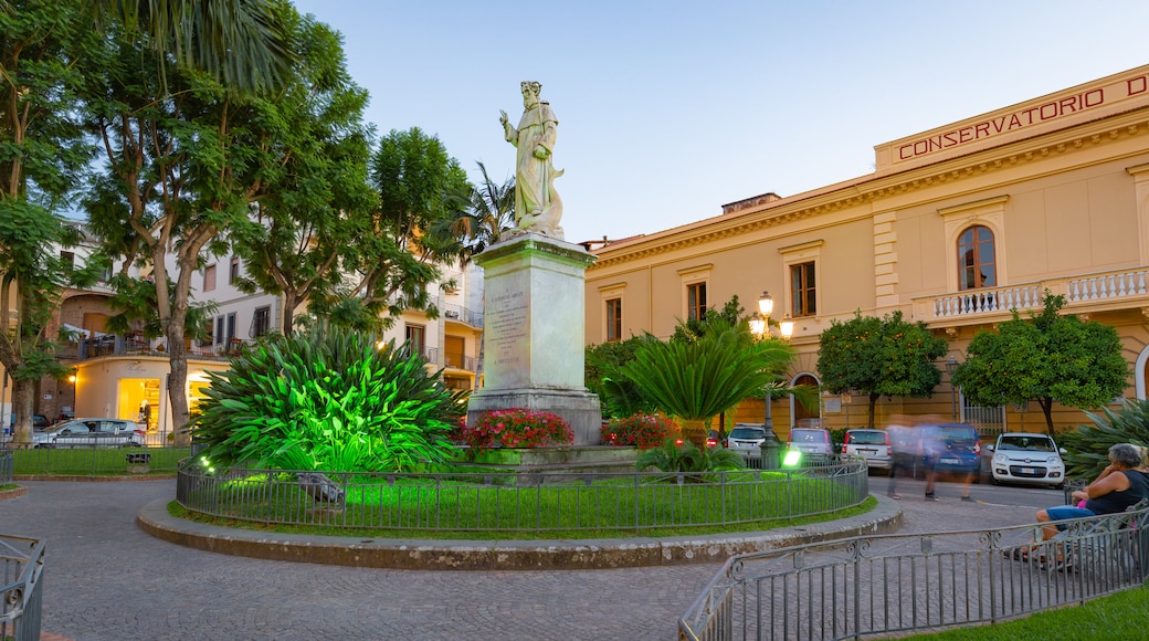 Piazza Sant\'Antonino showing a statue or sculpture and a garden