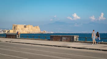 Via Caracciolo e Lungomare di Napoli featuring general coastal views and heritage elements as well as a couple