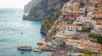 Positano City Centre featuring a coastal town, general coastal views and landscape views