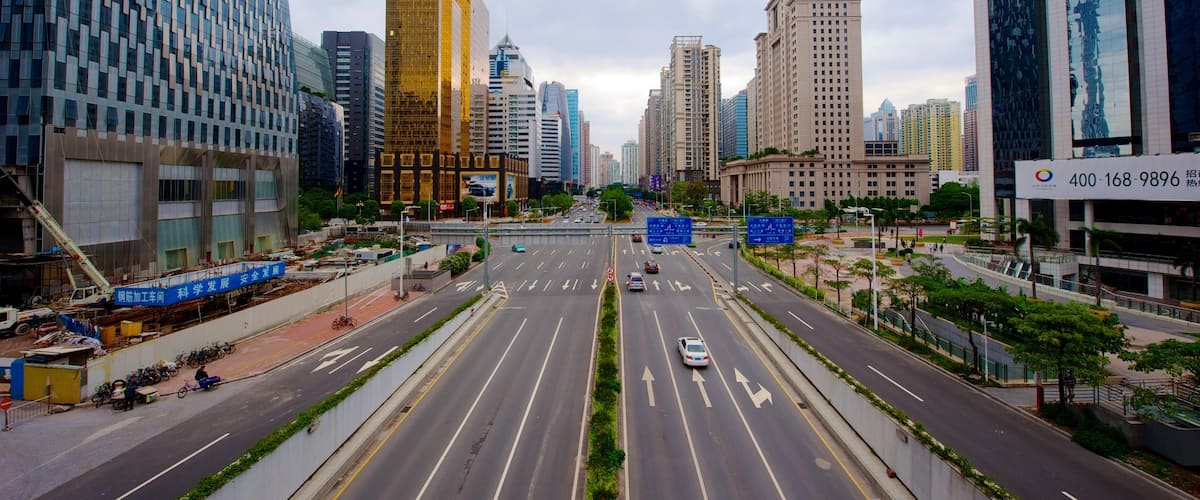 Guangzhou mostrando strade, architettura moderna e grattacielo