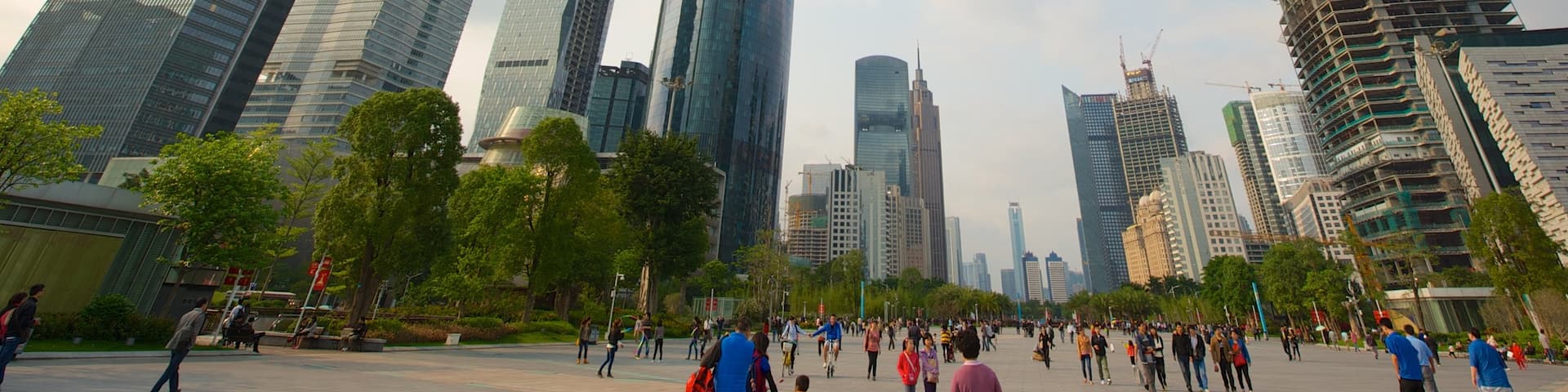 Guangzhou showing a high rise building, modern architecture and a square or plaza