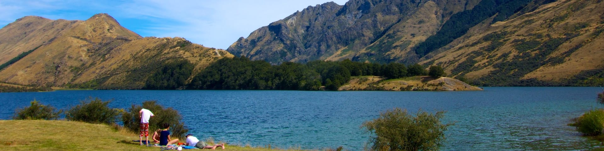 Queenstown showing mountains, landscape views and picnicing