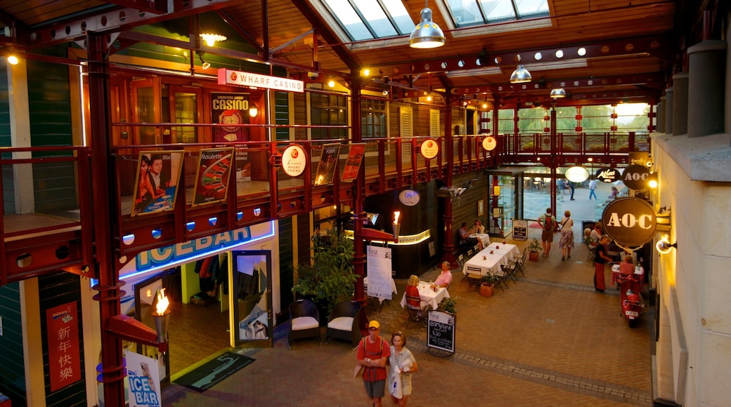 Steamer Wharf featuring interior views, café lifestyle and signage