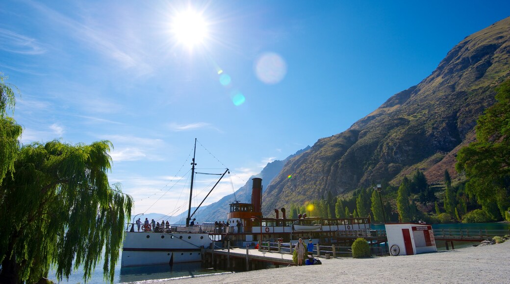 Walter Peak High Country Farm featuring a marina, mountains and boating