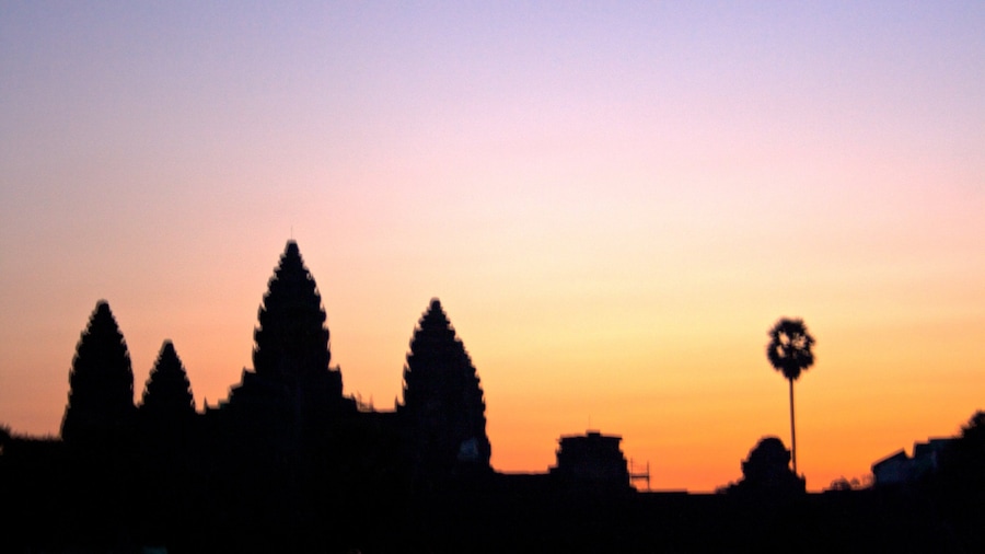 Cambodia featuring a sunset and landscape views