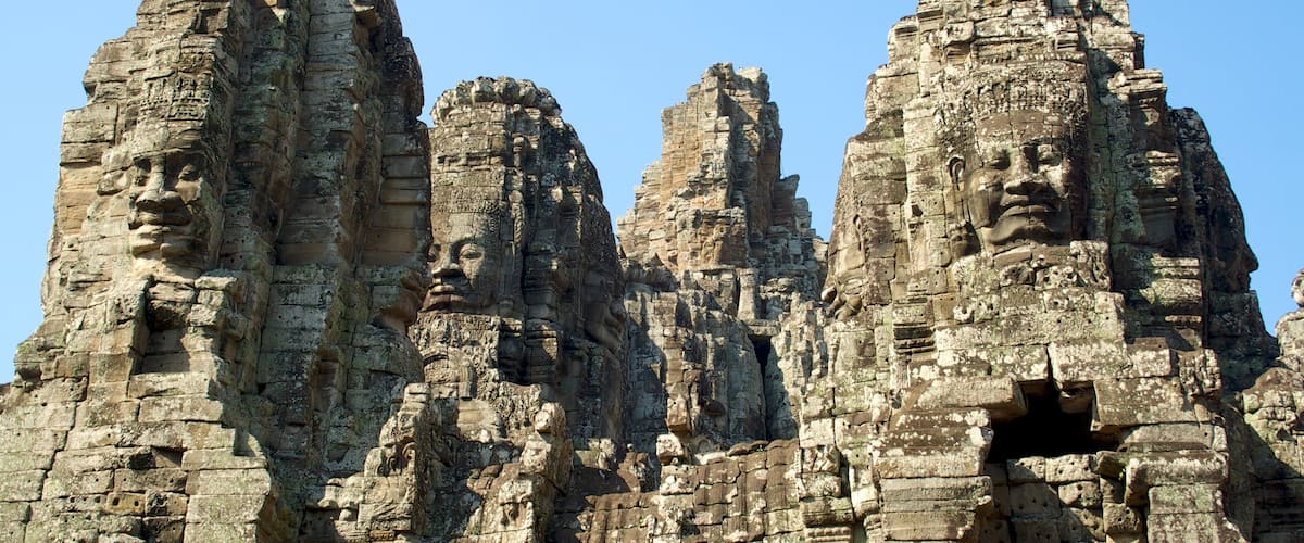 Angkor Bayon which includes a temple or place of worship