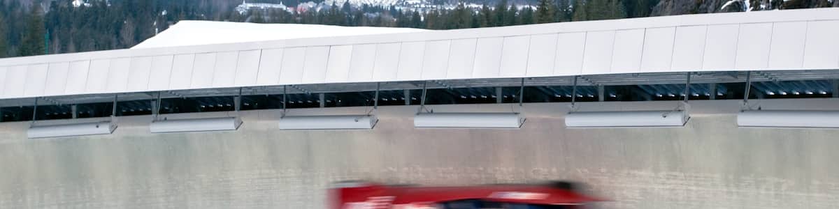 Whistler Sliding Centre das einen Sportevent, Innenansichten und Schnee