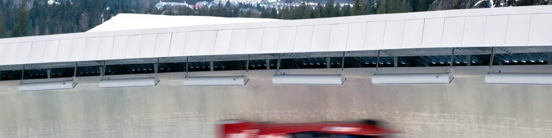 Whistler Sliding Centre das einen Sportevent, Innenansichten und Schnee