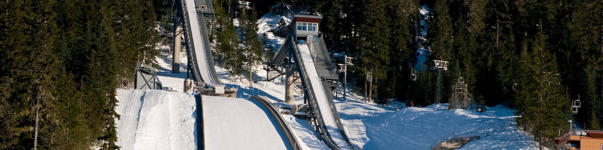 Whistler Olympic Park which includes mountains, snow and snow skiing