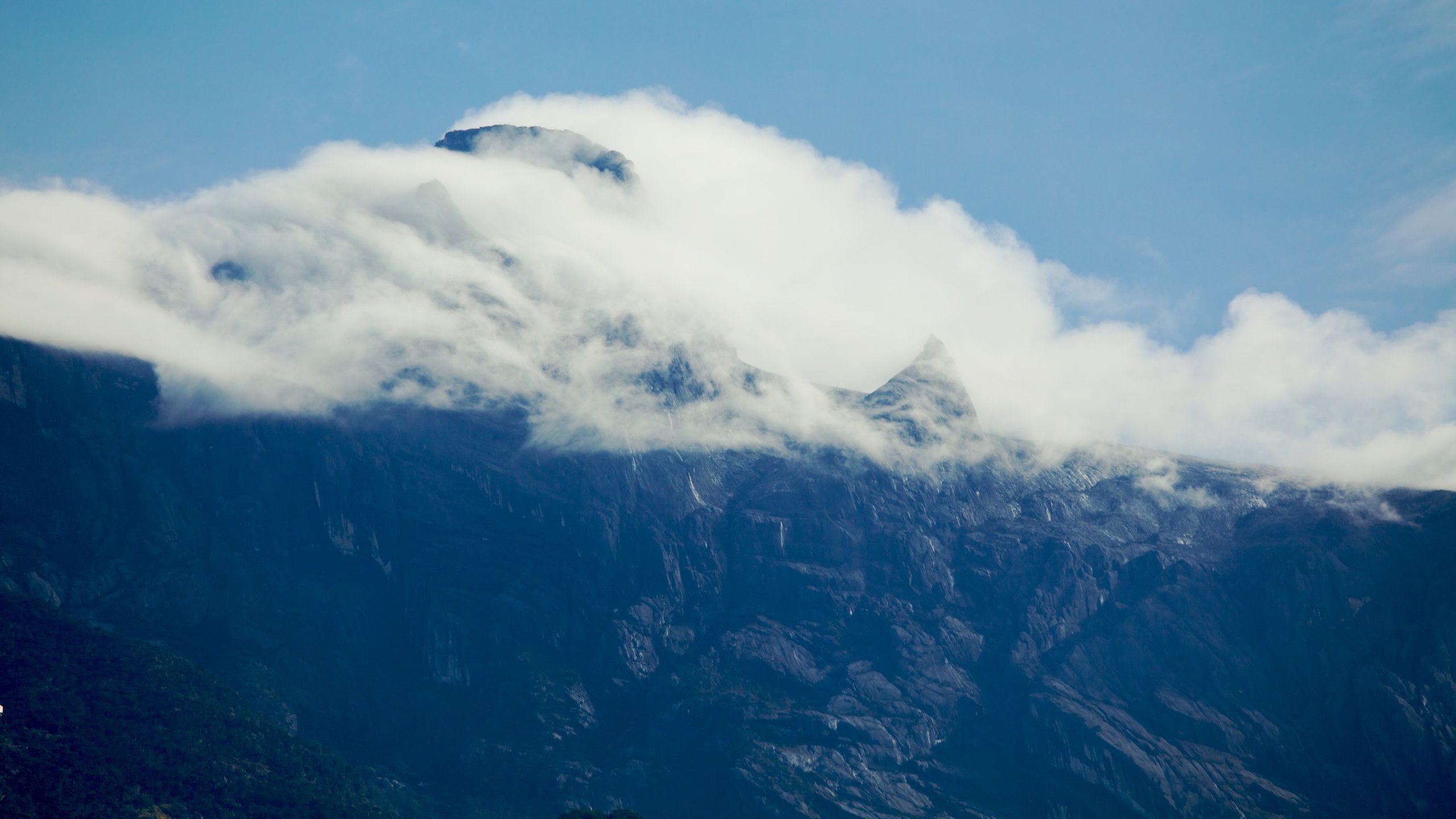 Kinabalu National Park showing mountains and mist or fog
