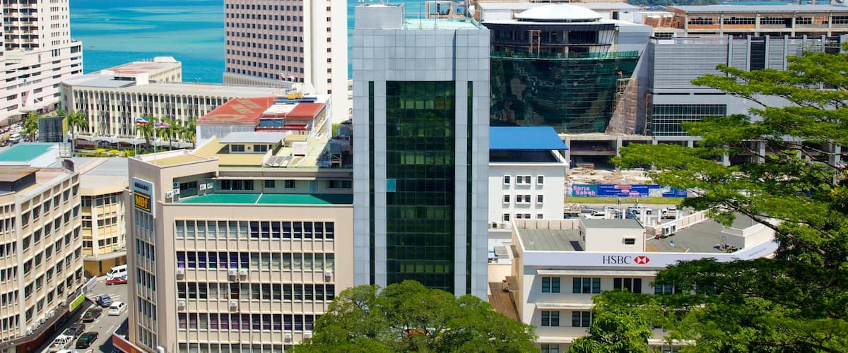 Kota Kinabalu showing a high rise building, general coastal views and a city