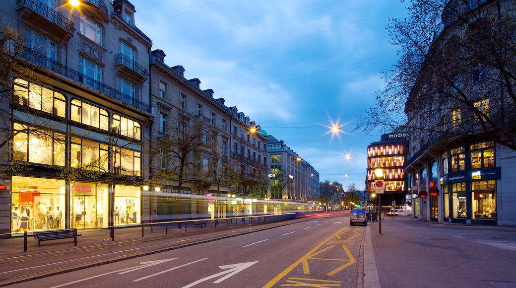 Bahnhofstrasse showing a city and street scenes